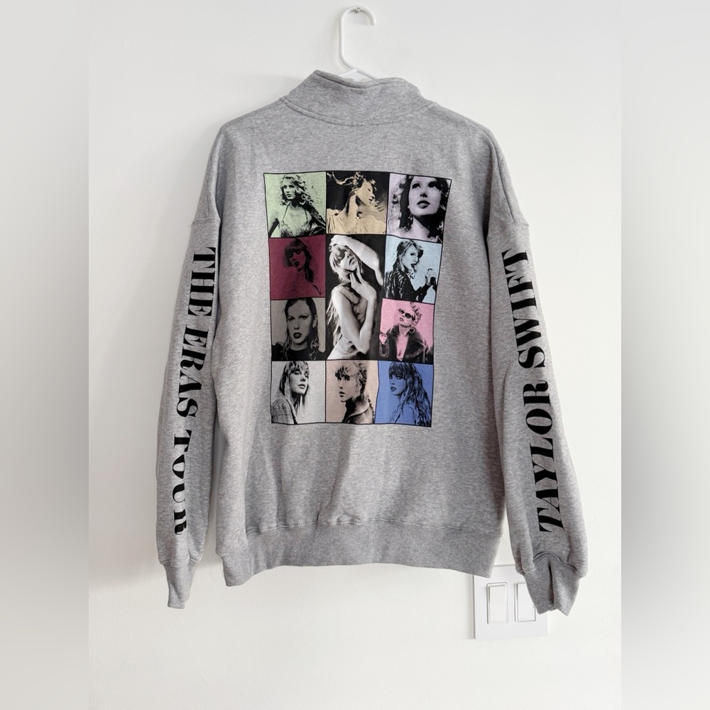 Taylor Swift Eras Tour Grey Quarter Zip Sweatshirt Med NEW